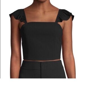 Alice + Olivia Black Ruffled Crop Top size 4